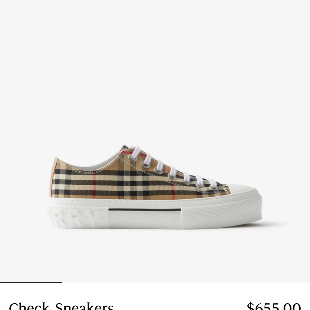 Burberry Beige Check Low-Top Sneakers